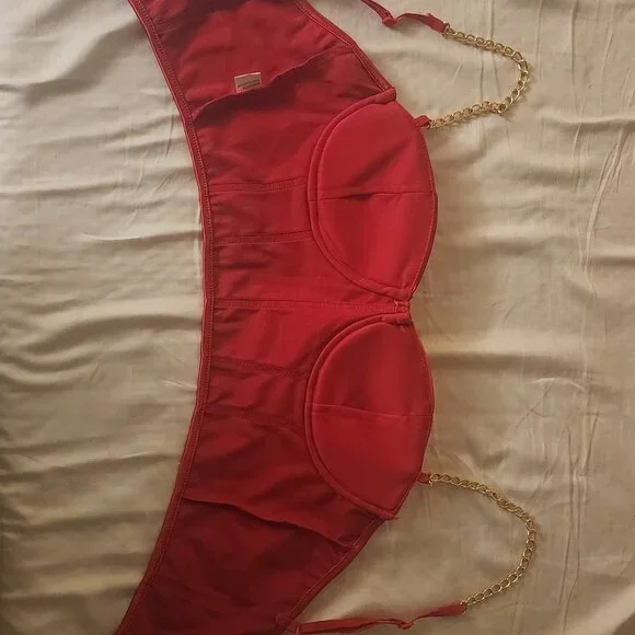 Silky red corset top - Picture 3 of 6